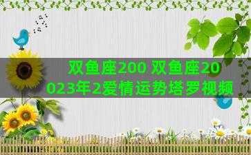 双鱼座200 双鱼座20023年2爱情运势塔罗视频